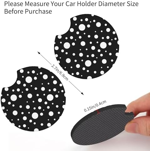 Polka Dot 3Pc car Set: Steering Wheel Cover 15in + Polka Dot 2 Cup Coasters - Image 4