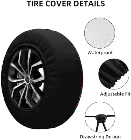 Black and White Cat Roses Spare Tire Cover Wheel Protectors - Image 4