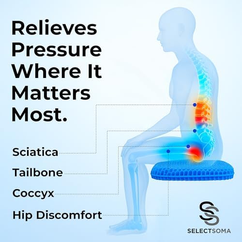 Large Gel Seat Cushion for Long Sitting, Pressure Relief for Back and Hips - Image 3