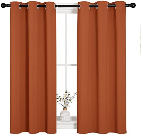 NICETOWN Window Curtains Blackout Drapes, 1 Pair, 34 by 45-in, Burnt Orange - Image 2
