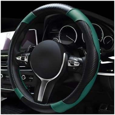 povtii Car Steering Wheel Cover, 15 Inch Leather Breathable Auto Steering Wheel by povtii