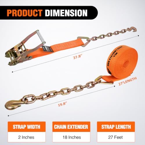 Nilight Chain Ratchet Straps 2" x 27' 10, 000 LBS Break Strength - Image 2