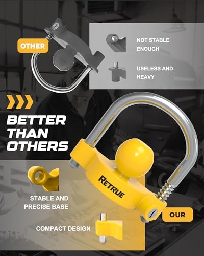 RETRUE Universal Trailer Coupler Lock, Adjustable Hitch Lock, Bright Yellow - Image 5