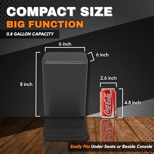 Car Trash Can with Lid, 0.8 Gallon Medium Car Garbage Bin with Stability Base - Image 6