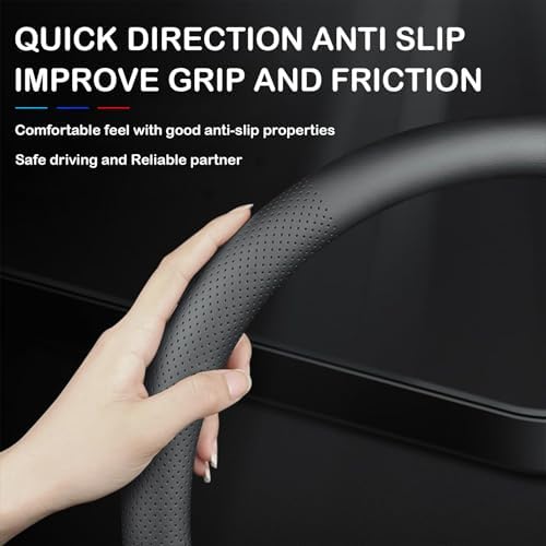 Tricolor Stripes D-Type Steering Wheel Cover, Cute Steering Wheel Cover - Image 3