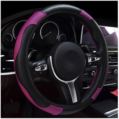 povtii Car Steering Wheel Cover, 15 Inch Leather Breathable Auto Steering Wheel by povtii