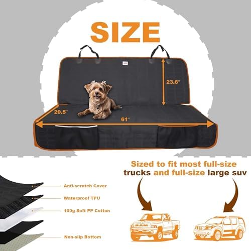 Reliadura Back Seat Cover for Dogs, Washable Bench Seat Covers for Trucks - Image 6