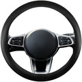 Leather Car Steering Wheel Cover, Breathable Laser-Perforated, Pure Black by TRROCC