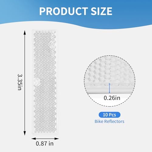 10 Pack White Reflectors Self-Adhesive Rectangular, Quick Mount - Image 3