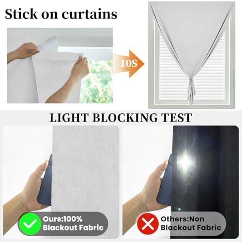 100% Blackout Self Adhesive Curtains- Stick on Curtains Shades Window Blinds - Image 2