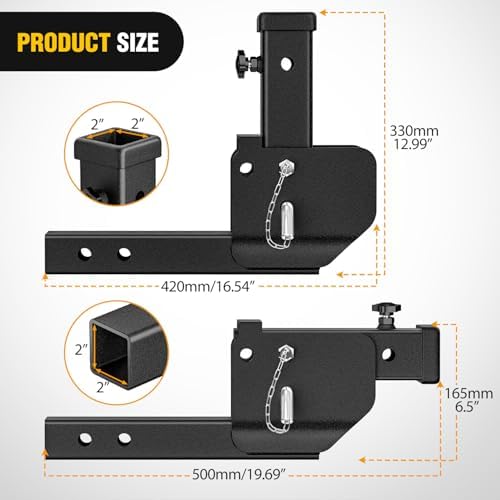 Nilight 2" Folding Trailer Hitch Extender Shank 16.54" | - Image 2