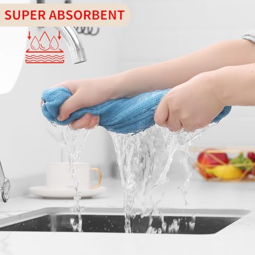 Homaxy 100% Cotton Waffle Weave Kitchen Dish Cloths 6-Pack, Sky Blue - Image 3
