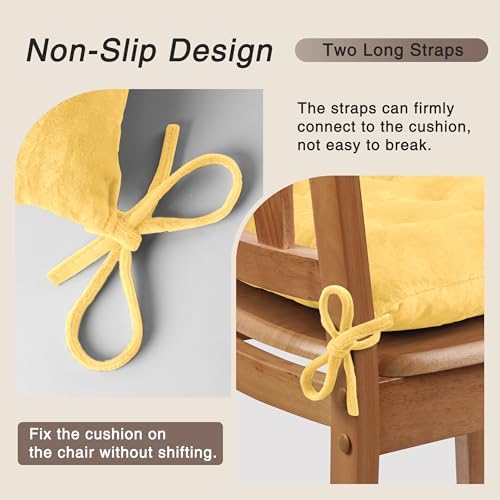 OVOV 6 Pack Chair Cushions for Dining Chairs 15.5"x15.5" Pastel Yellow - Image 3