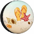 Summer Beach Spare Tire Cover Seashells Starfish and Flip Flops Wheel Covers by NOMEDOGYIM