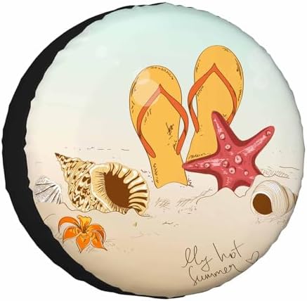 Summer Beach Spare Tire Cover Seashells Starfish and Flip Flops Wheel Covers by NOMEDOGYIM