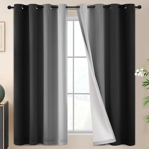 SimpleHome Ombre Black 100% Blackout Bedroom Curtains by SimpleHome