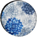 Camper Spare Tire Cover Blue and Grey Dahlia Flower Polyester Universal Spare by HighonHi