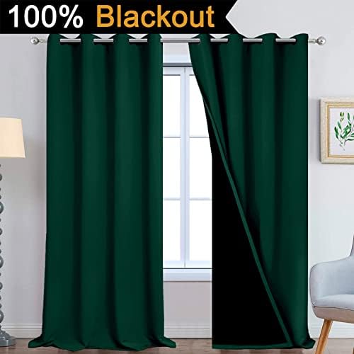 Yakamok Dark Green 100% Blackout Curtains 108 Inches Long 52" Wide 2 Panels - Image 2