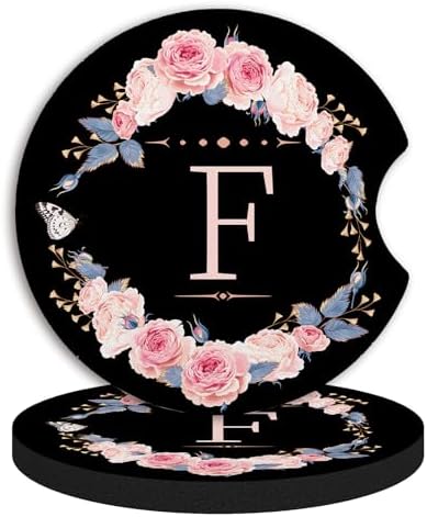 2pcs Letter F Car Coasters, Absorbent Universal neoprener Cup Holder Coasters by Unknown