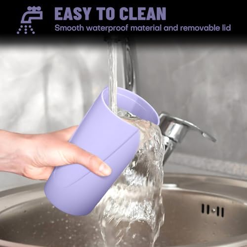 Car Trash Can Bin with Lid-2 Packs Car Garbage Can Cup Holder-Light Purple Mini - Image 5