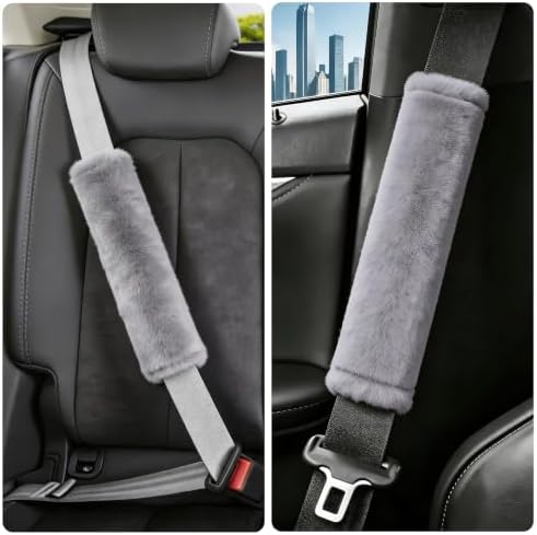 Amooca 2-Pack Soft Furry Universal Seatbelt Cover Car Shoulder Pad - Image 6