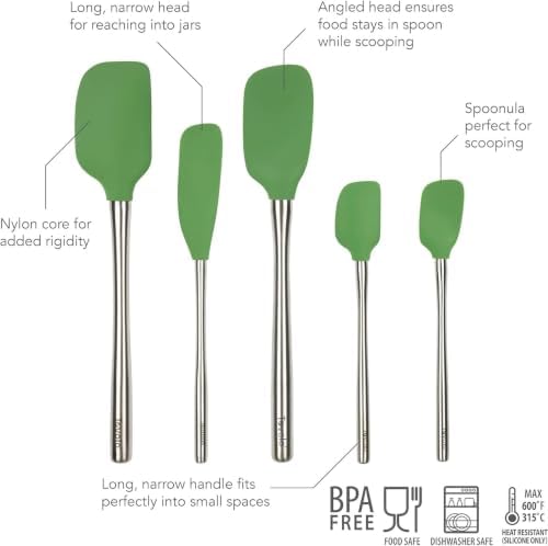 Tovolo Stainless Steel Handled Silicone Spatula Set of 5 Oyster Gray, - Image 2