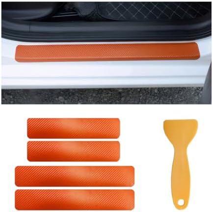 povtii 4 PCS Car Door Sill Protector, Anti-Scratch 3D Carbon Fiber Textured by povtii