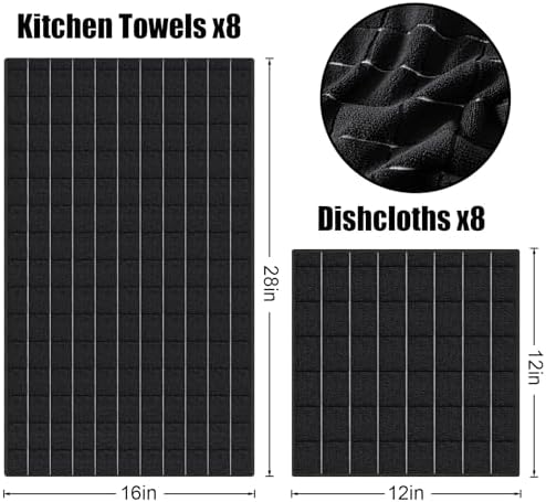 Homaxy Microfiber Kitchen Towels and Dishcloths Sets, 16 Pack - Image 6