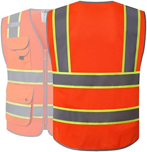 JKSafety Safety Vest for Men Women Reflective Hi Vis JK100 Orange 2XL - Image 5