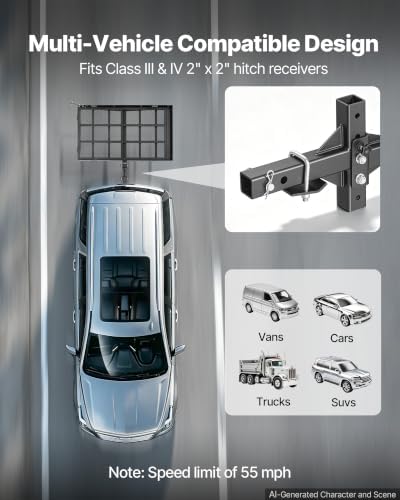 VEVOR Hitch Mount Wheelchair Carrier Height Adjustable, 500LBS Steel Mobility - Image 6