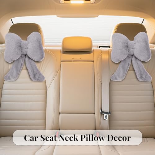 Bow Car Headrest Pillows Plush Car Neck Pillows - Image 3