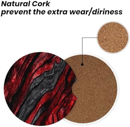 Black Red Wood Grain Absorbent Car Coasters - Image 6
