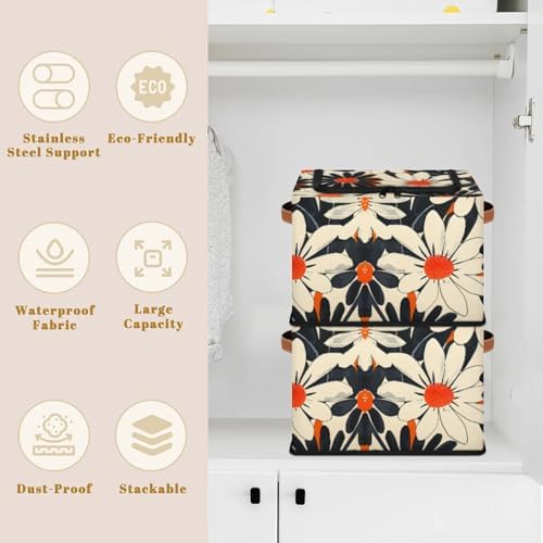 Orange Flowers Storage Bins - Image 2