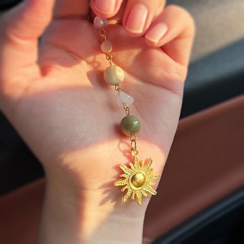 Car Rear View Mirror Accessories Sunny Car Hanging Ornament, Sun Rearview Decor - Image 3
