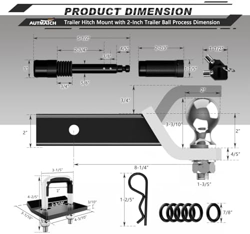 AUTMATCH Trailer Hitch Ball Mount - Image 3