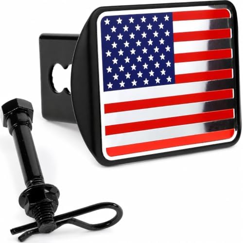 USA 2" American Flag Stainless Steel Trailer Hitch Cover by AutoAccessores