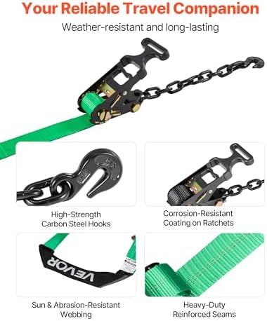 VEVOR Wheel Chock Tie-Down Kit, Tire-Style Tow Dolly Strap, Car Kit - Image 6