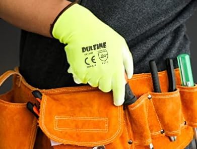 DULFINE Safety Work Gloves for Men 60 Pairs, Ultra-Thin PU Coated Yellow XL - Image 5