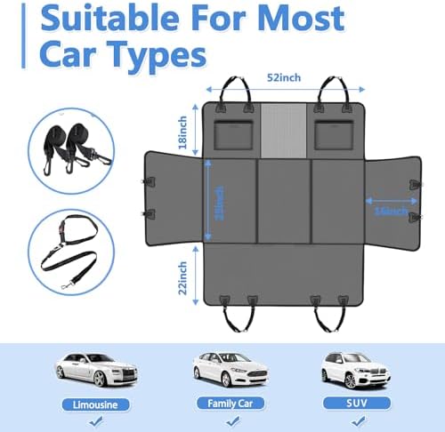 Hard Bottom Dog Car Seat Cover for Back Seat – Waterproof Nonslip Hammock - Image 6