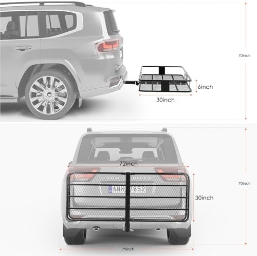 GarveeTech 72" x 30" x 6" Heavy-Duty Folding Hitch Cargo Carrier – 600 Lbs - Image 2