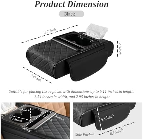5-in-1 Car Center Console Cover, Phone Holder, Car Tissue Holder, Leather - Image 2
