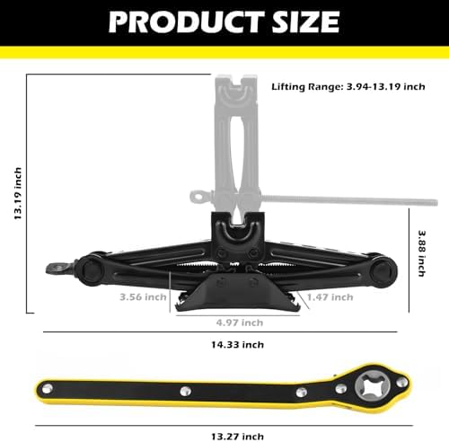 Scissor Jack for Car with Ratchet Wrench, 1.5T Capacity Scissor Car Jack Kit - Image 2