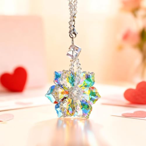 Crystal Snowflake Car Pendant Lucky Hanging Rear View Mirror Ornament by HDHYALINEDORA