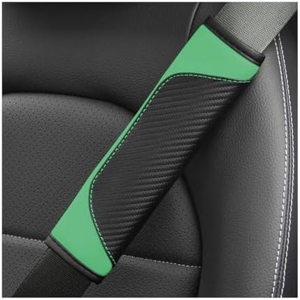 AUCELI 2PCS Carbon Fiber Leather Car Seat Belt Cover, Light Green by AUCELI