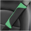 AUCELI 2PCS Carbon Fiber Leather Car Seat Belt Cover, Light Green by AUCELI
