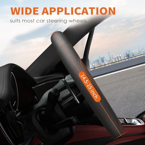 HOTOR Car Leather Steering Wheel Cover Universal 14.5"-15" - Image 2