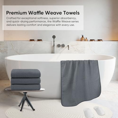 HOMEXCEL Waffle Bath Towels Set of 4 Pack, Waffle Towels - Image 4