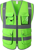 XIAKE 9 Pockets Class 2 High Visibility Reflective Safety Vest by XIAKE