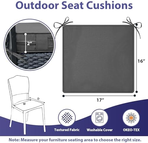 IPYNBAP Outdoor Chair Cushions Set of 4 -Waterproof Outdoor Seat Cushions - Image 6