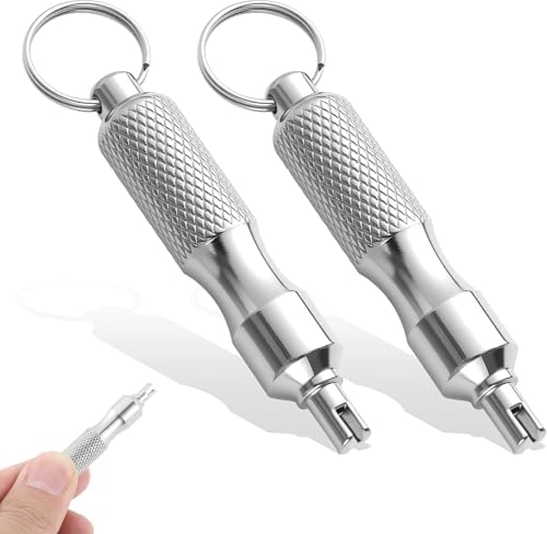 2 Pcs Valve Core Removal Tool Keychain, Stainless Steel by Unknown